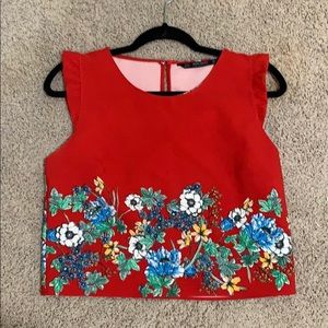 Zara Red Floral Top